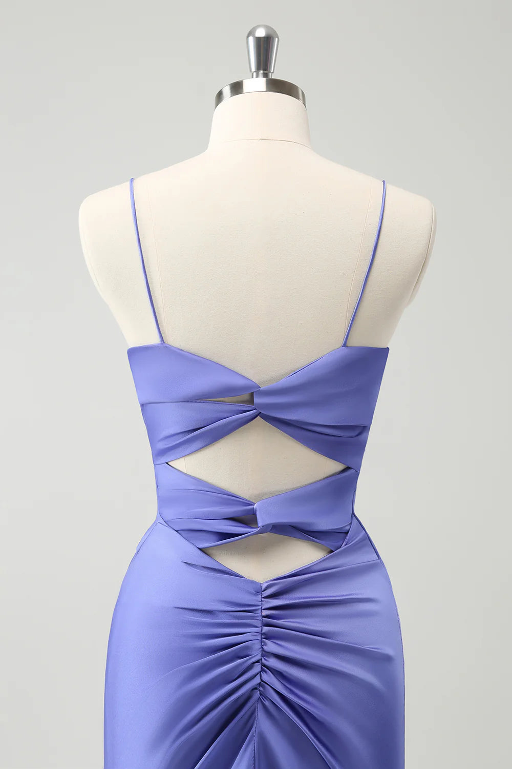 Purple Mermaid Front Criss Cross Pleated Long Bridesmaid Dress