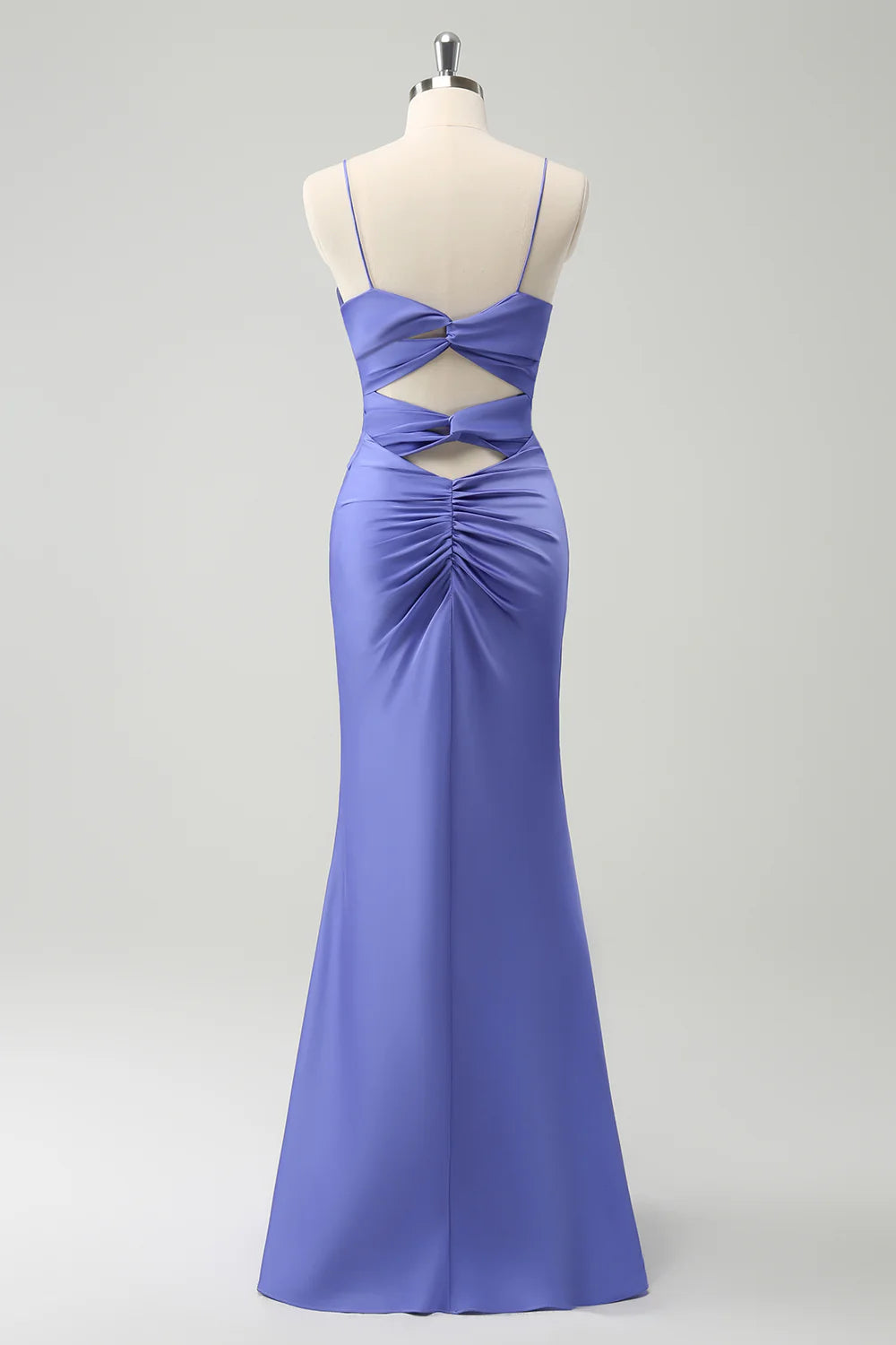 Purple Mermaid Front Criss Cross Pleated Long Bridesmaid Dress