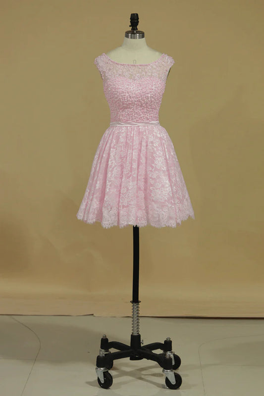 Beautiful and elegant dress A-line sheer white beaded short mini