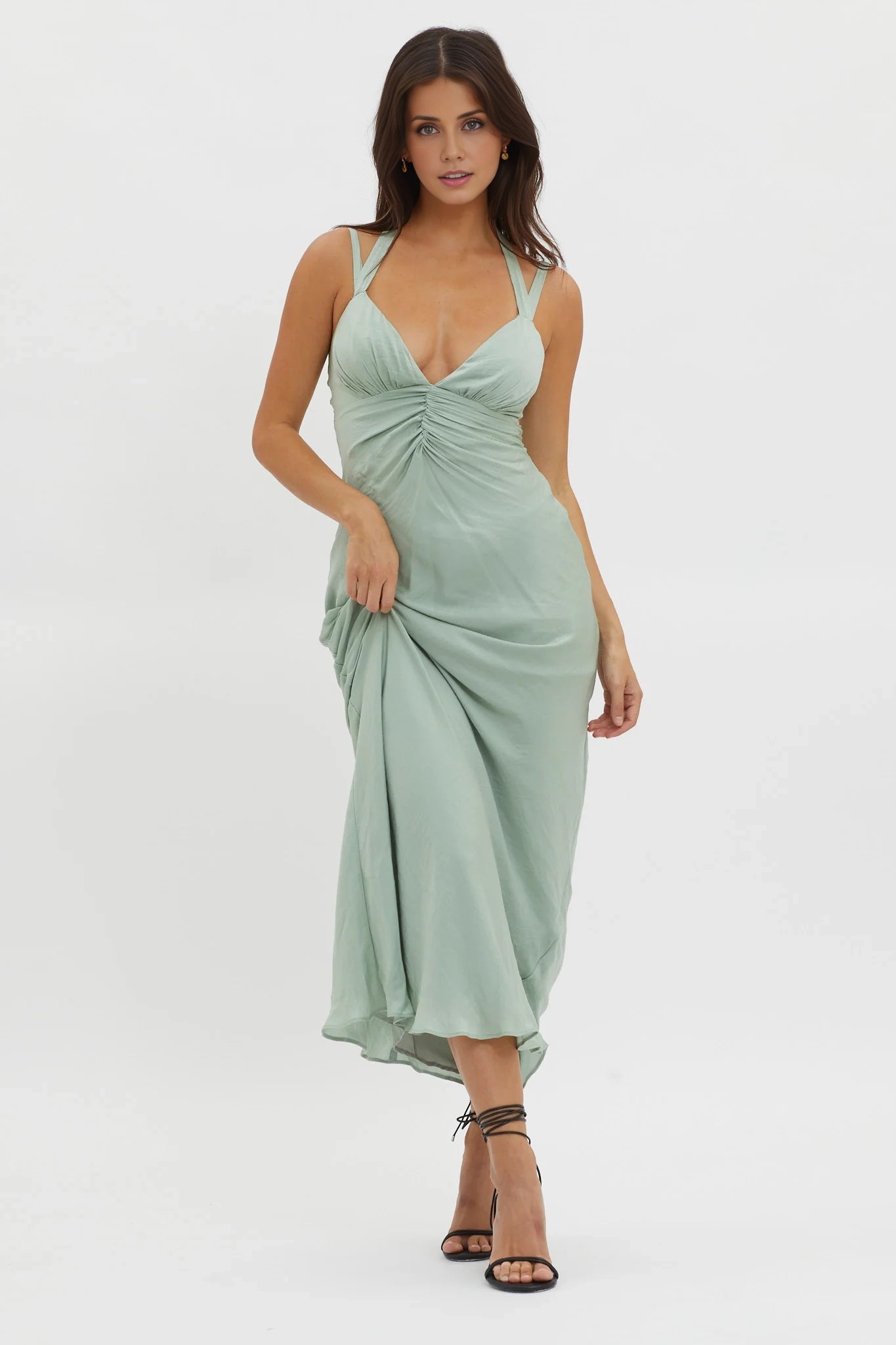 Beautiful fully lined tight corset with adjustable shoulder straps and zippered back bridesmaid dress