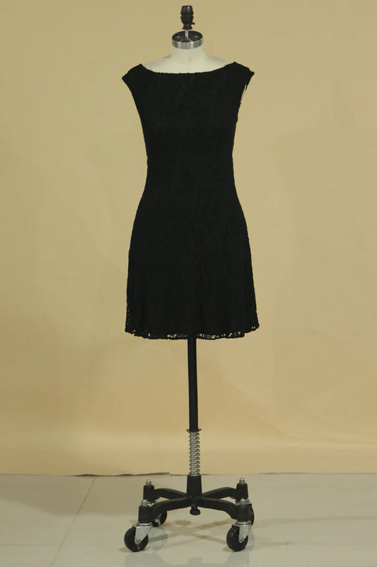 Black Beautiful A-line Dress Lace Short Mini