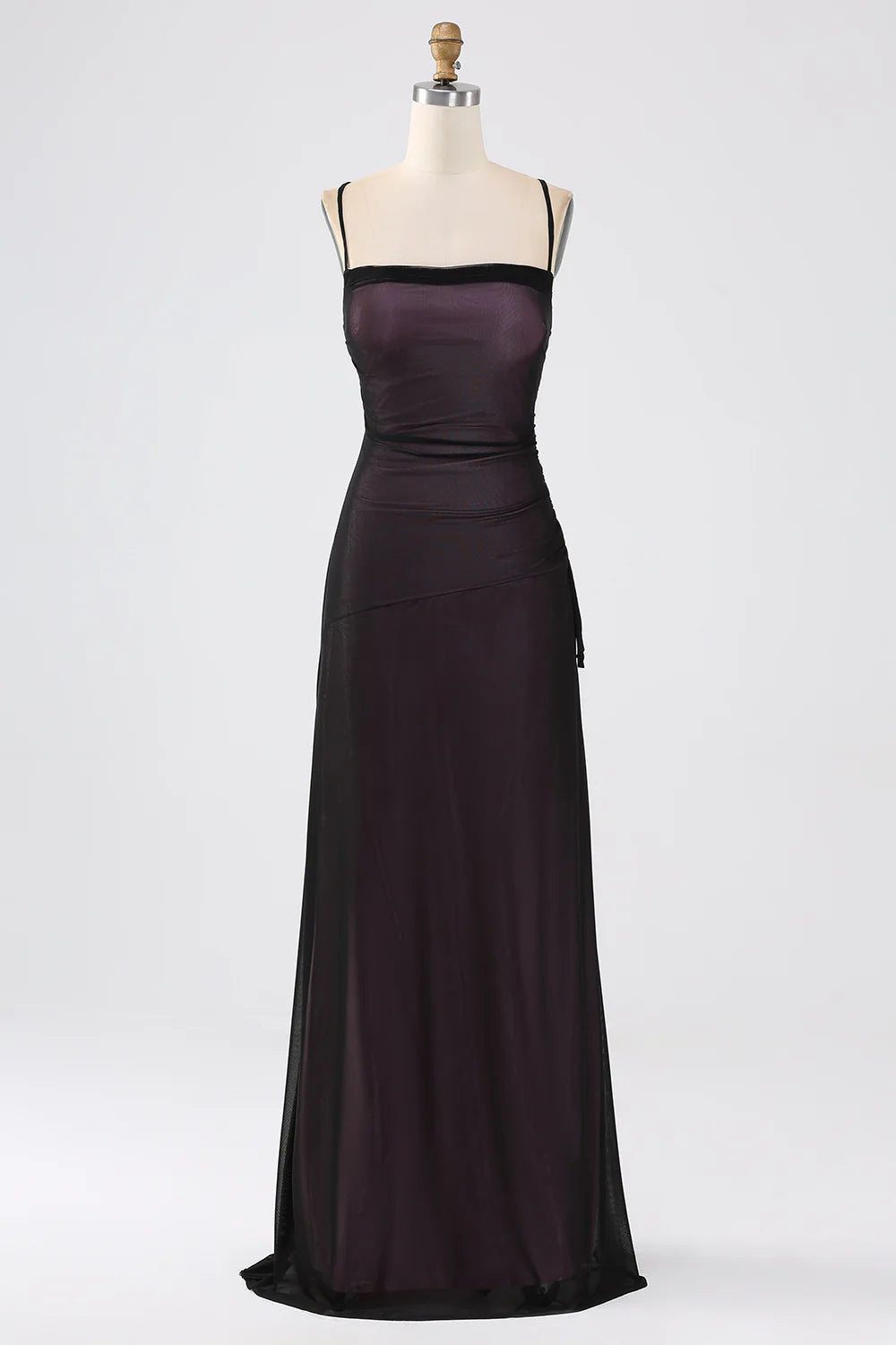 Sheath Spaghetti Straps Floor Length Bridesmaid Dress With Elasticity
