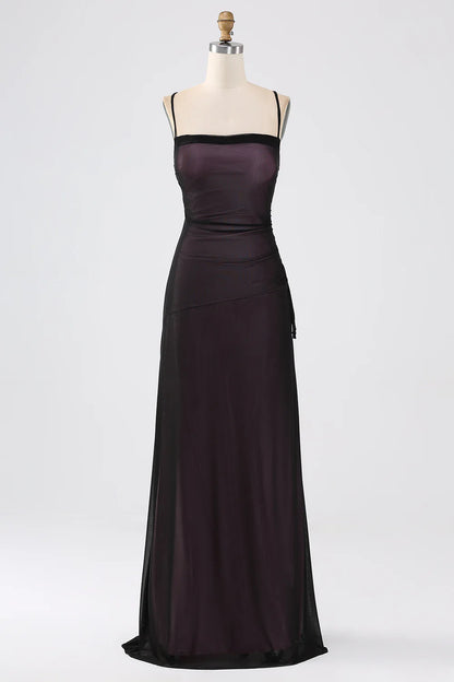 Sheath Spaghetti Straps Floor Length Bridesmaid Dress With Elasticity