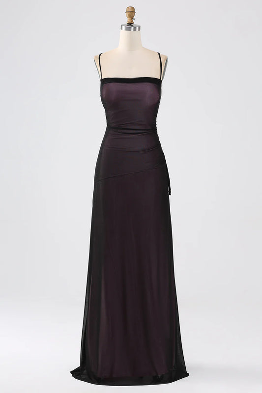Sheath Spaghetti Straps Floor Length Bridesmaid Dress With Elasticity