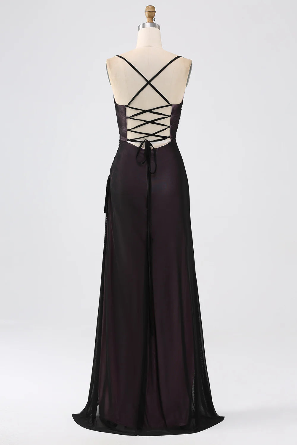 Sheath Spaghetti Straps Floor Length Bridesmaid Dress With Elasticity