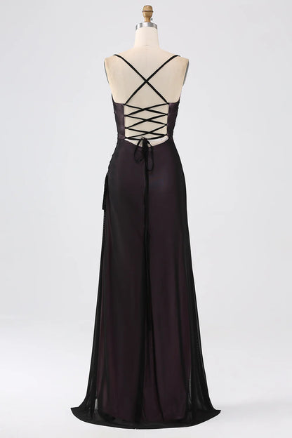 Sheath Spaghetti Straps Floor Length Bridesmaid Dress With Elasticity
