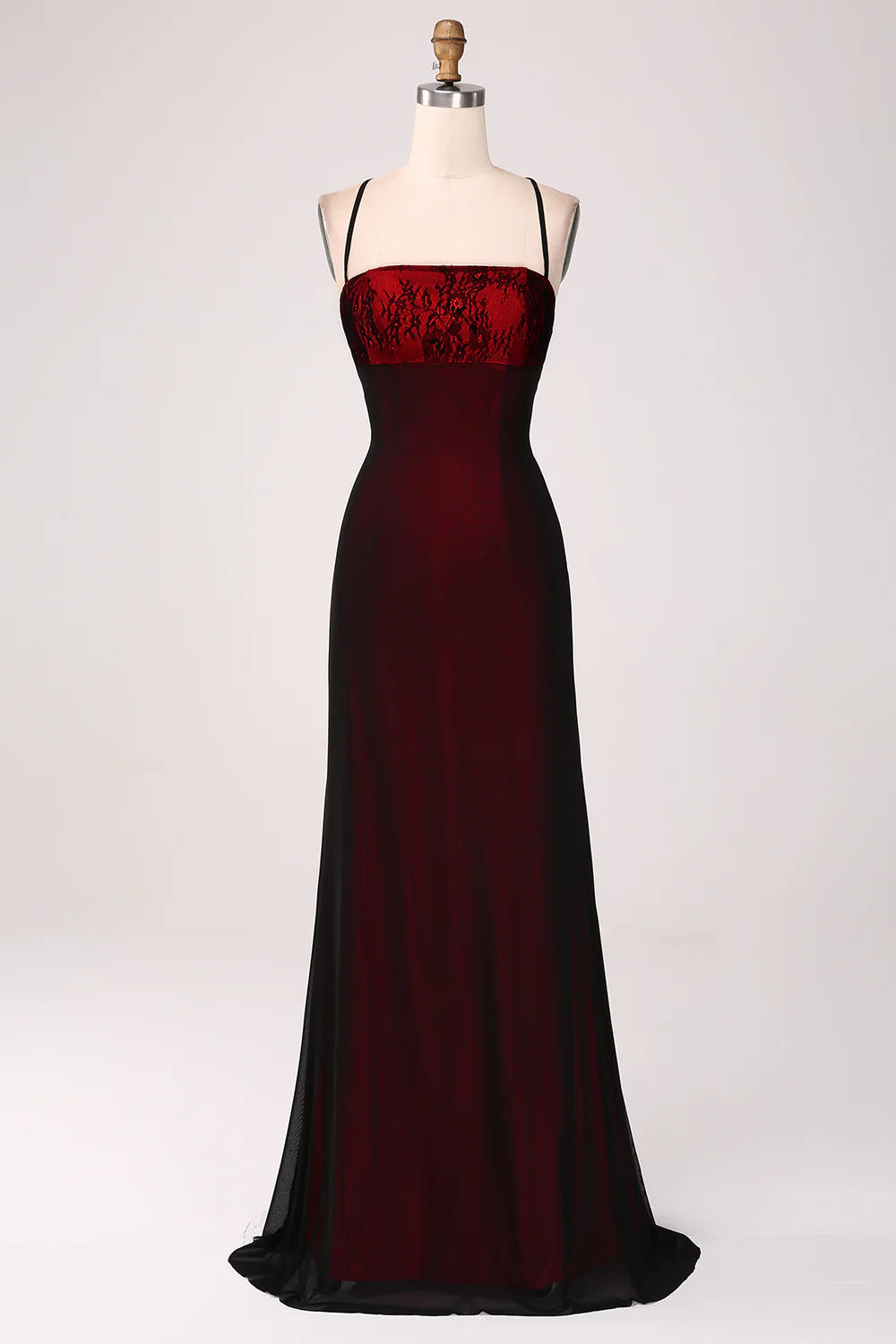 Sheath Spaghetti Straps Backless Floor Length Bridesmaid Dress