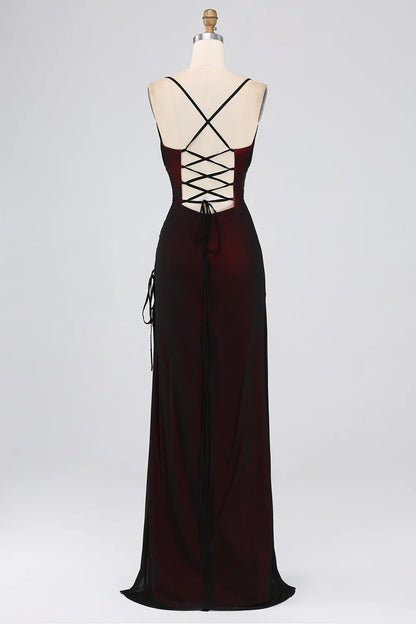 Sheath Spaghetti Straps Floor Length Bridesmaid Dress With Elasticity