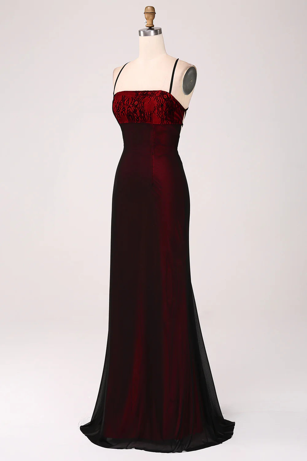 Sheath Spaghetti Straps Backless Floor Length Bridesmaid Dress