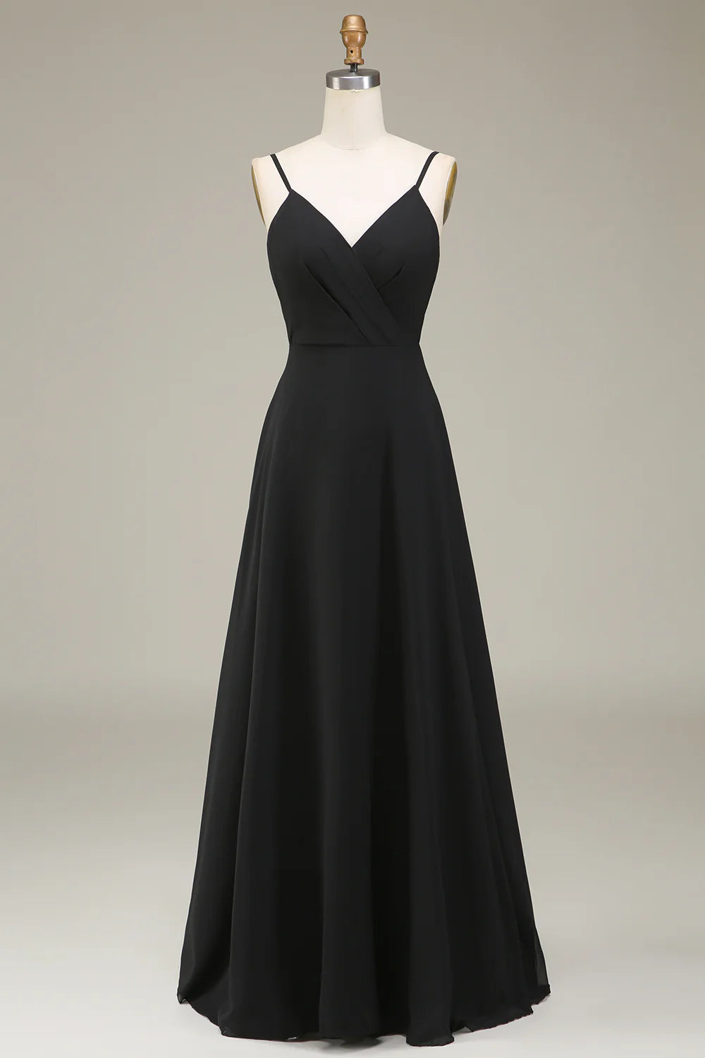 A-Line Spaghetti Straps Chiffon Long Bridesmaid Dress