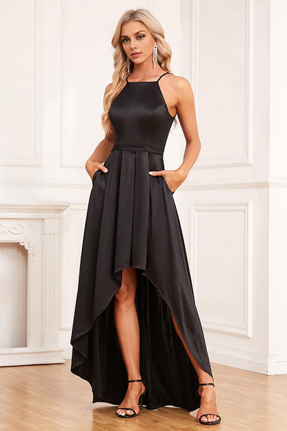 Black Spaghetti Straps Mother of the Bride Dress With Pockets