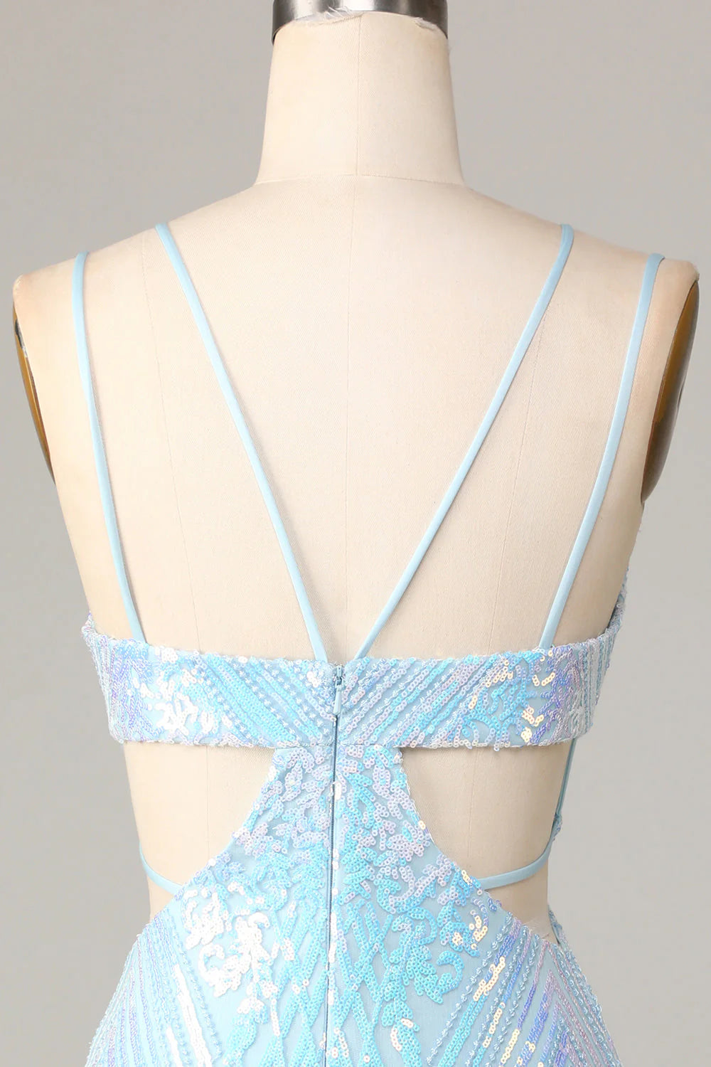 Blue Bodycon Cut-Out Sequins Short Homecoming Dress