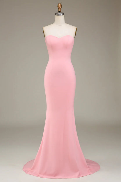 Mermaid Sweetheart Satin Long Bridesmaid Dress