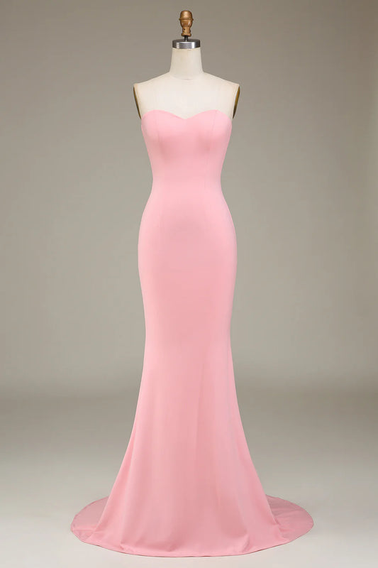 Mermaid Sweetheart Satin Long Bridesmaid Dress