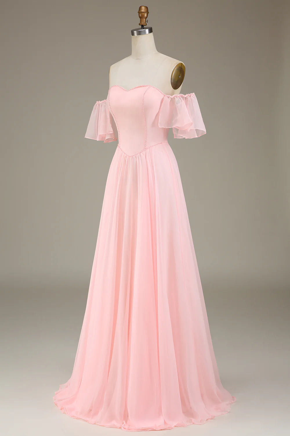 A-Line Off the Shoulder Long Bridesmaid Dress