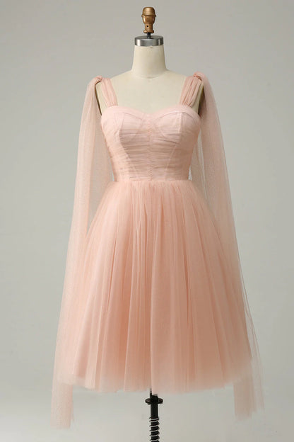 A Line Sweetheart Wedding Party Mini Dress with Open Back