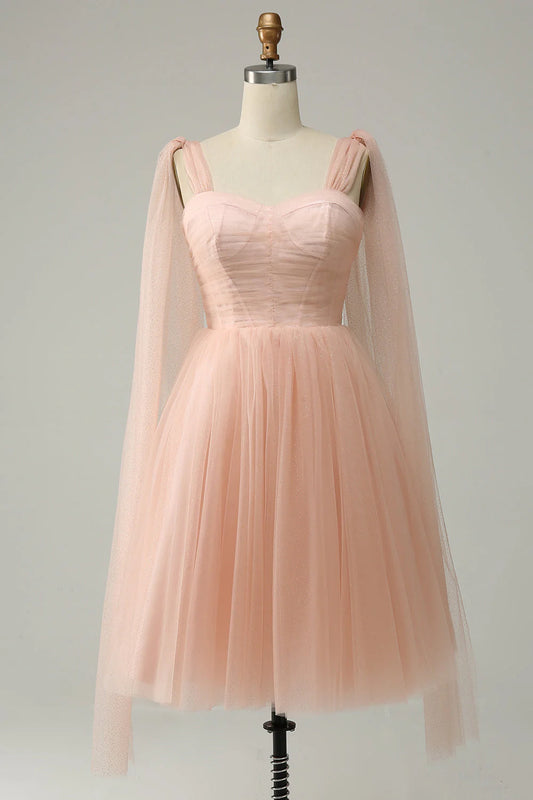 A Line Sweetheart Wedding Party Mini Dress with Open Back