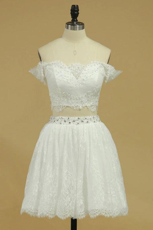 Elegant and beautiful boat neck A-line dress with lace up two-piece set