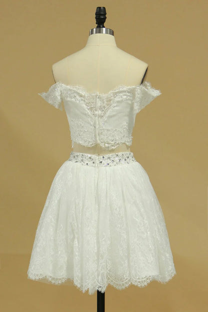 Elegant and beautiful boat neck A-line dress with lace up two-piece set