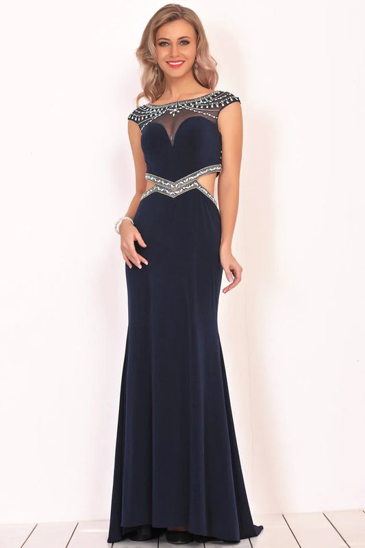 Beaded Water Diamond Mermaid Spandex Formal Cocktail Ball Dress