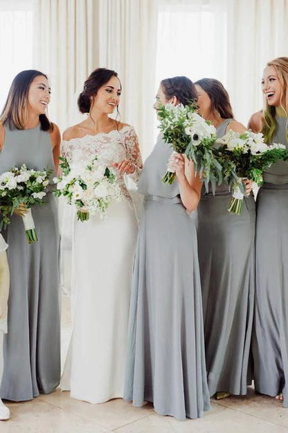 Bohemian Chiffon Sexy and Elegant Sleeveless Floor mopping Bridesmaid Dress