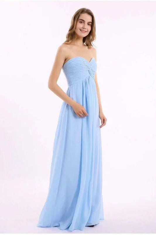 Bridesmaid Wedding Dress Sweetheart A-line Chiffon Floor Sweeping Long Style with Ruffle Edge