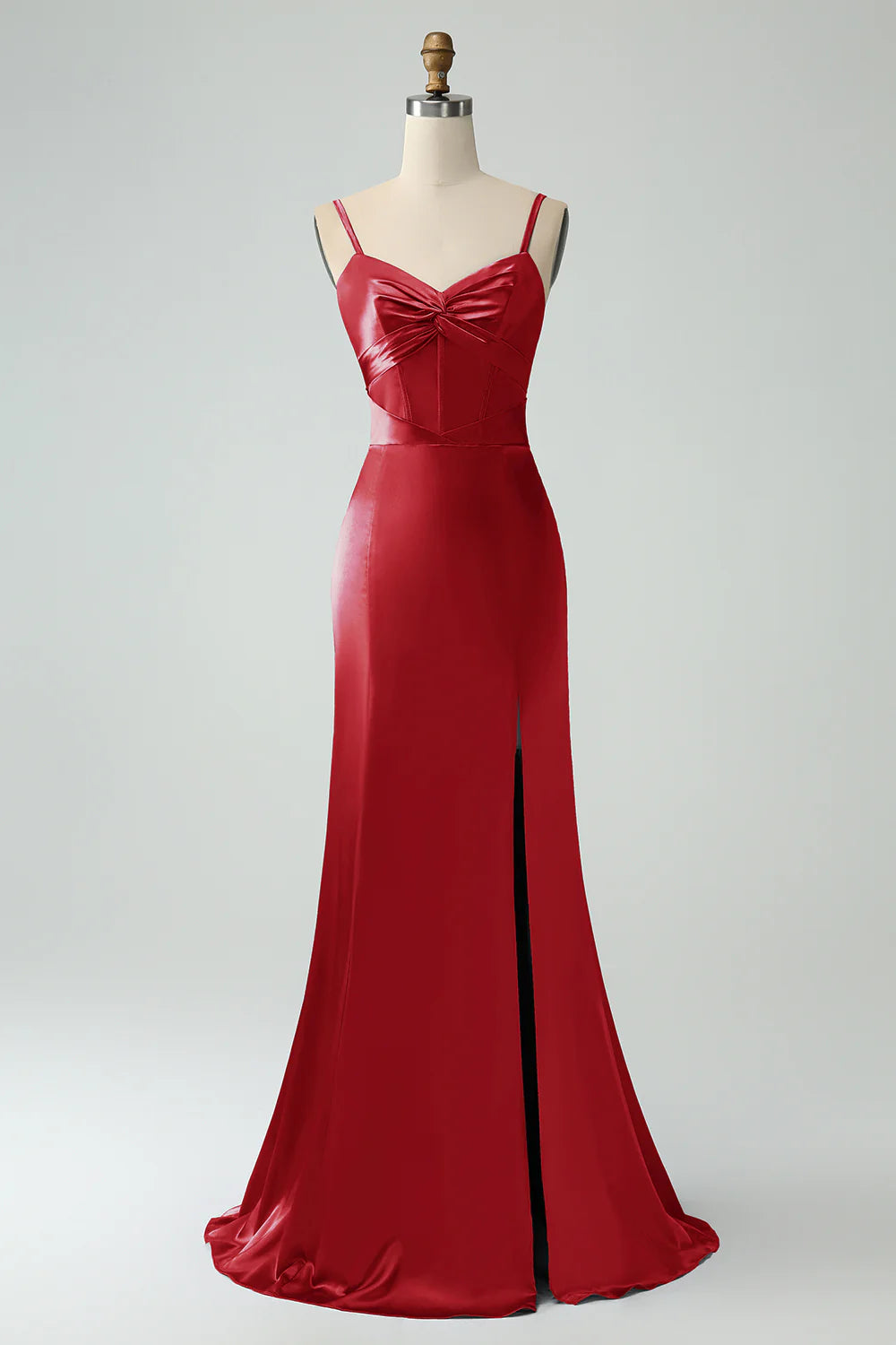 Mermaid Spaghetti Straps Lace-up Back Bridesmaid Dress With Slit
