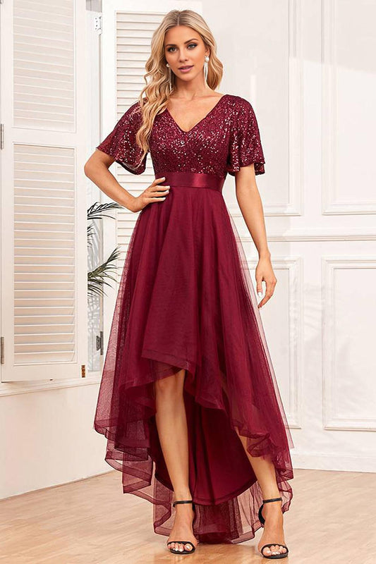 A-Line High-Low Mother of the Bride Dress with Sequins