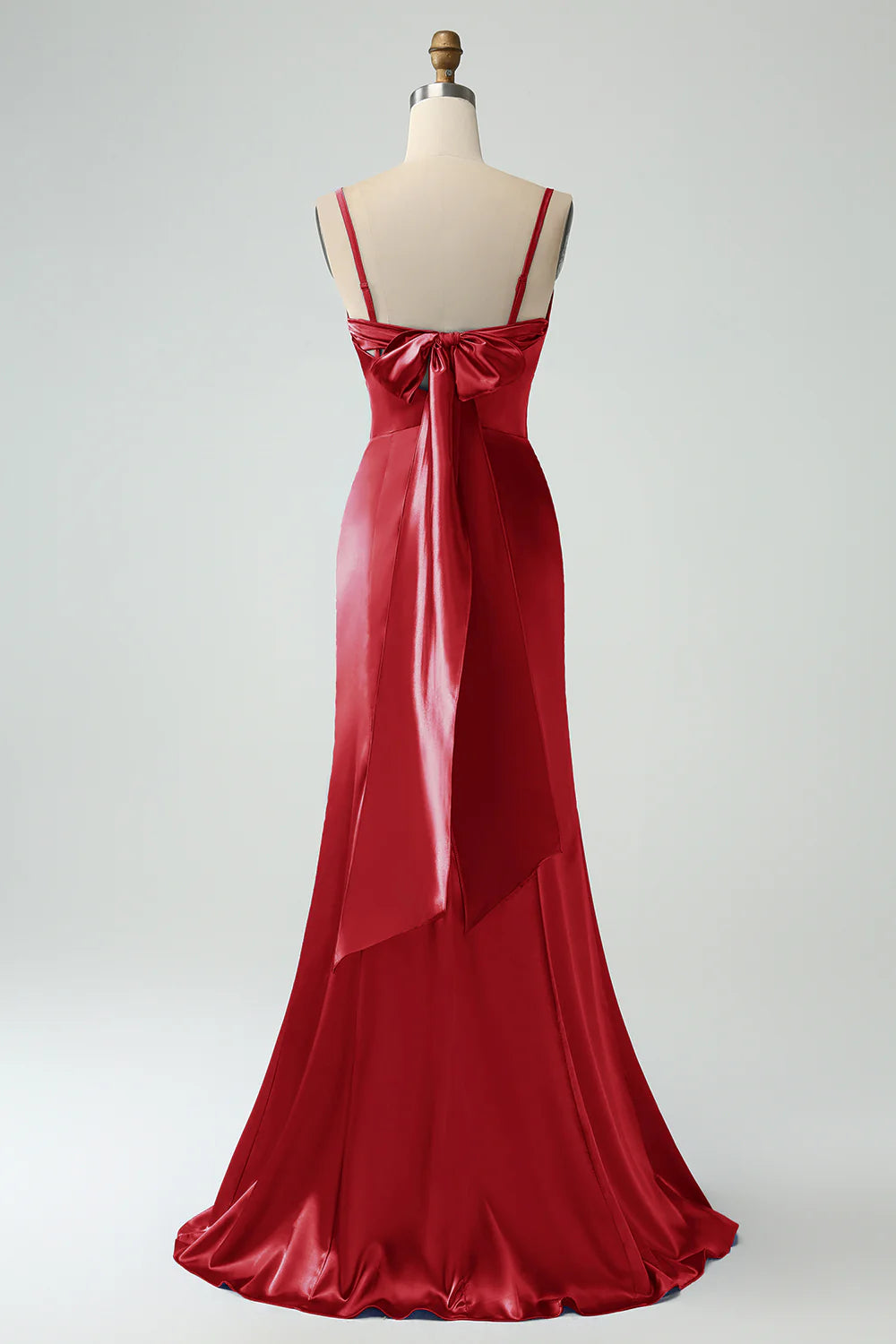 Mermaid Spaghetti Straps Lace-up Back Bridesmaid Dress With Slit