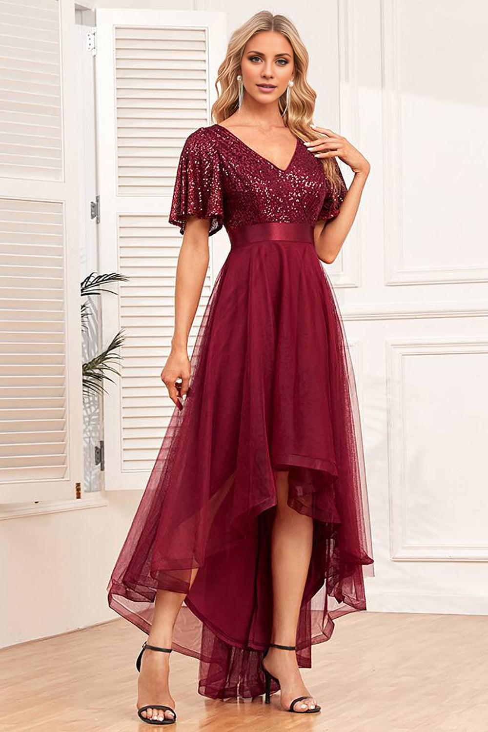 A-Line High-Low Mother of the Bride Dress with Sequins