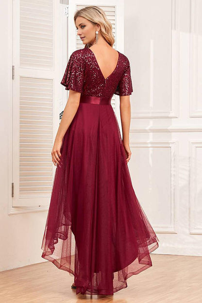 A-Line High-Low Mother of the Bride Dress with Sequins