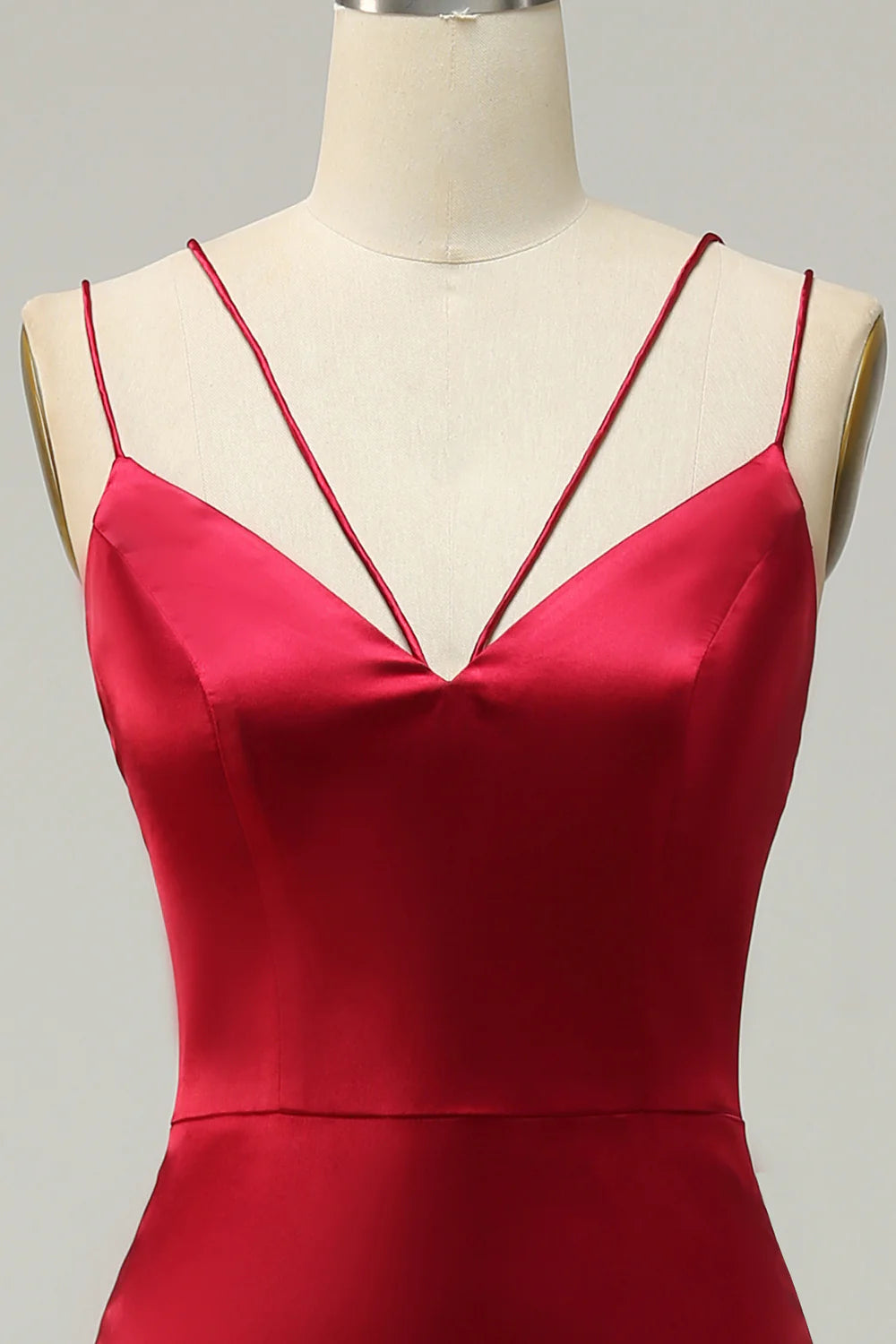 Mermaid Spaghetti Straps Satin Bridesmaid Dress with Open Back