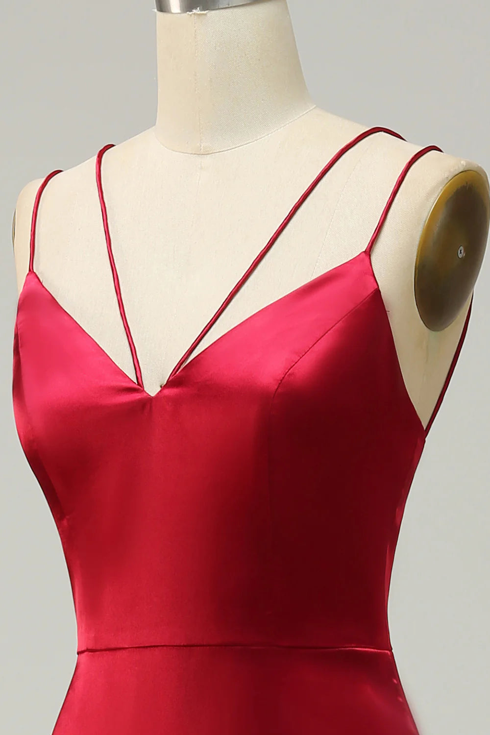 Mermaid Spaghetti Straps Satin Bridesmaid Dress with Open Back