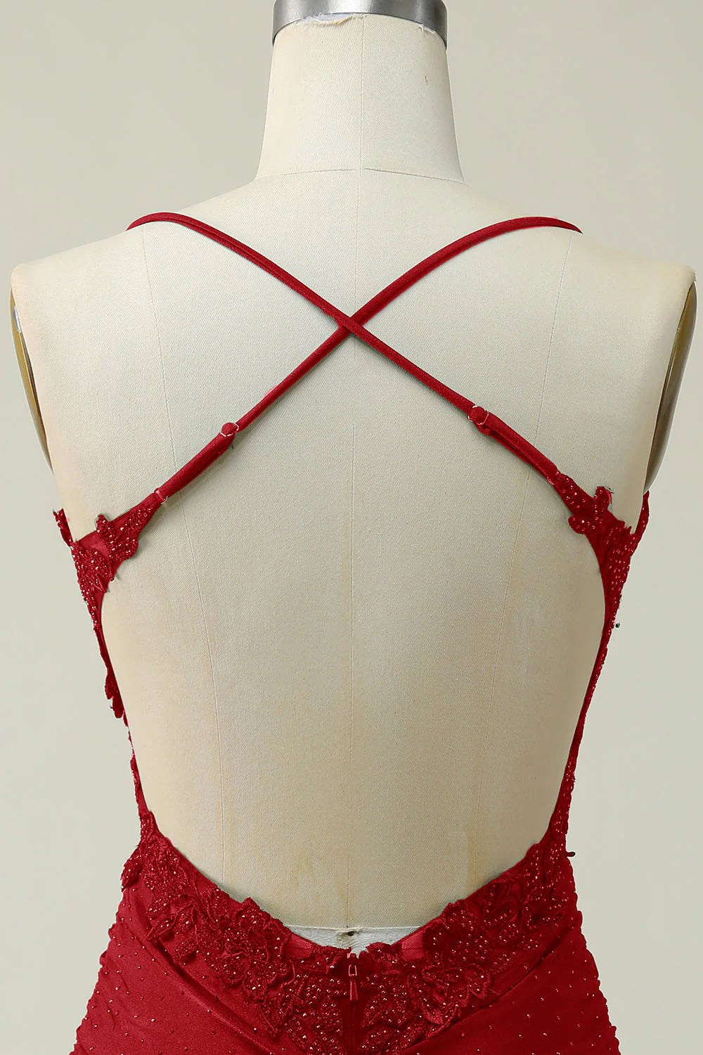 Dark Red Sheath Spaghetti Straps Short Homecoming Dress