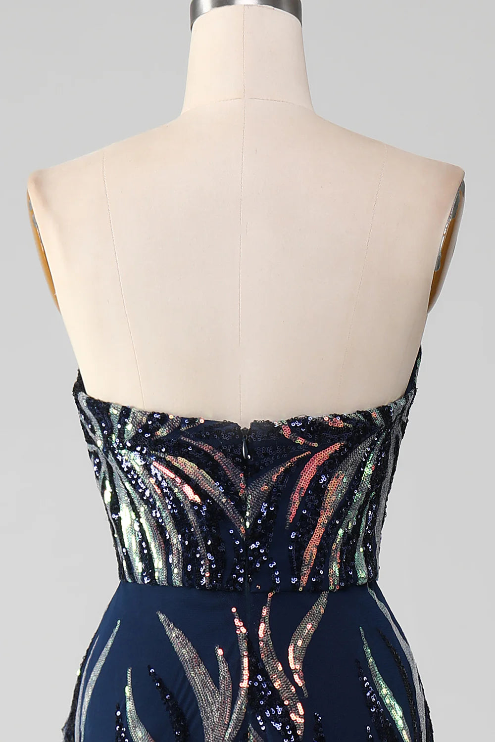 Sparkling Slim Fit Navy Blue Mermaid Sequin Long Ball Dress