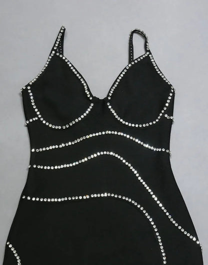 Italian Noodle Sexy Elegant Strap Midi Cocktail Dress Jewelry