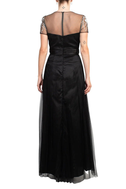 Collections Crew Neck Short Sleeve Embellished Mesh Mother of the Bride Dresses