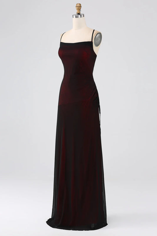 Elegant high-end spaghetti strap elastic bridesmaid dress