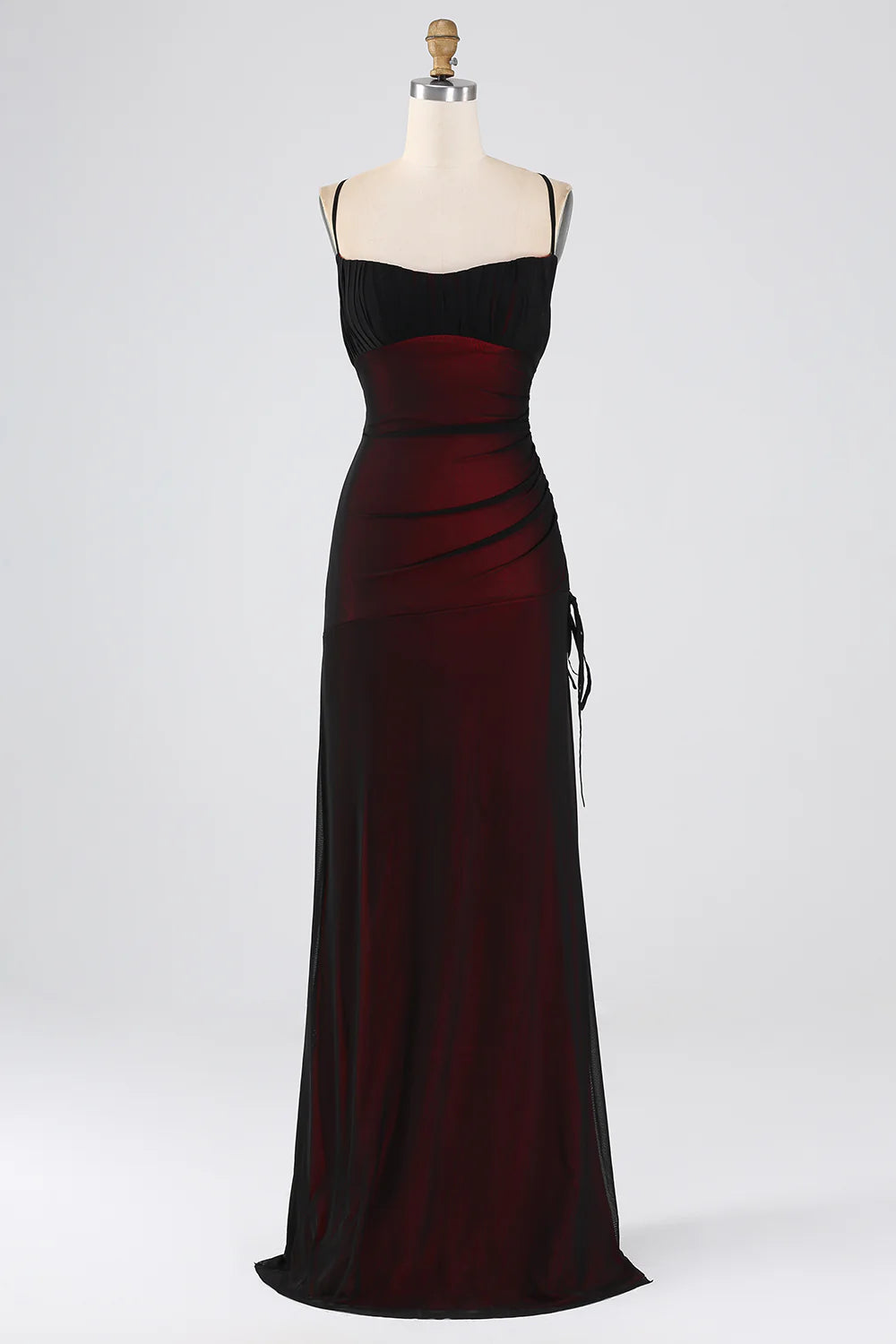Sexy black and red floor slimming bridesmaid dress with a strap