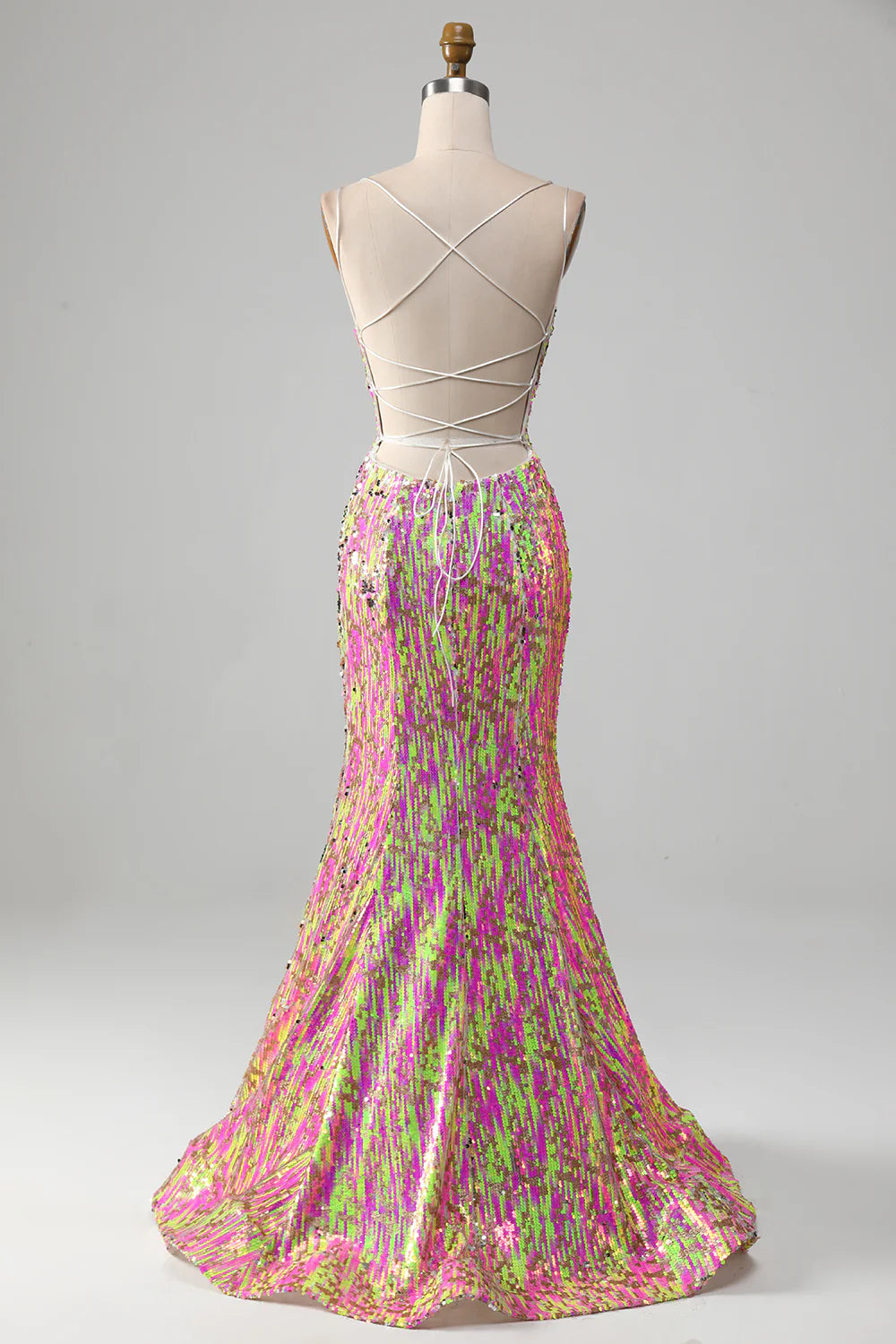 Sexy Pink Sparkling Slim Fit Mermaid Ball Dress