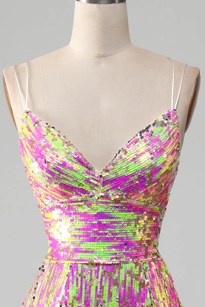 Sexy Pink Sparkling Slim Fit Mermaid Ball Dress