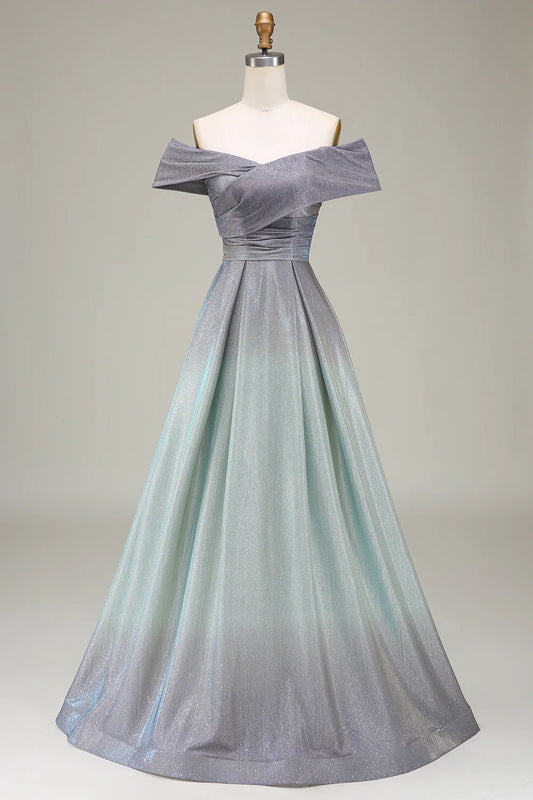 Sparkling and sexy off shoulder A-line pleated princess dance dress