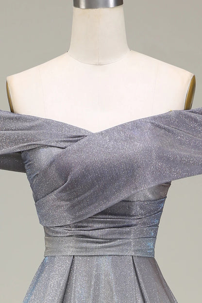 Sparkling and sexy off shoulder A-line pleated princess dance dress