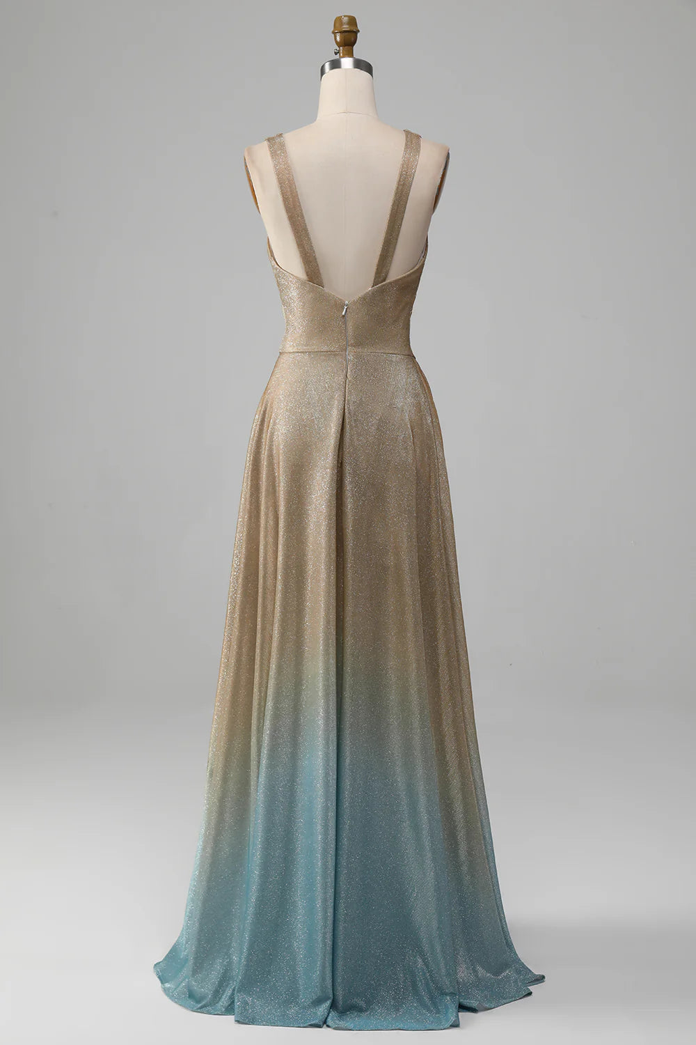 Elegant and Sexy V-neck Gold Split Ball Dress