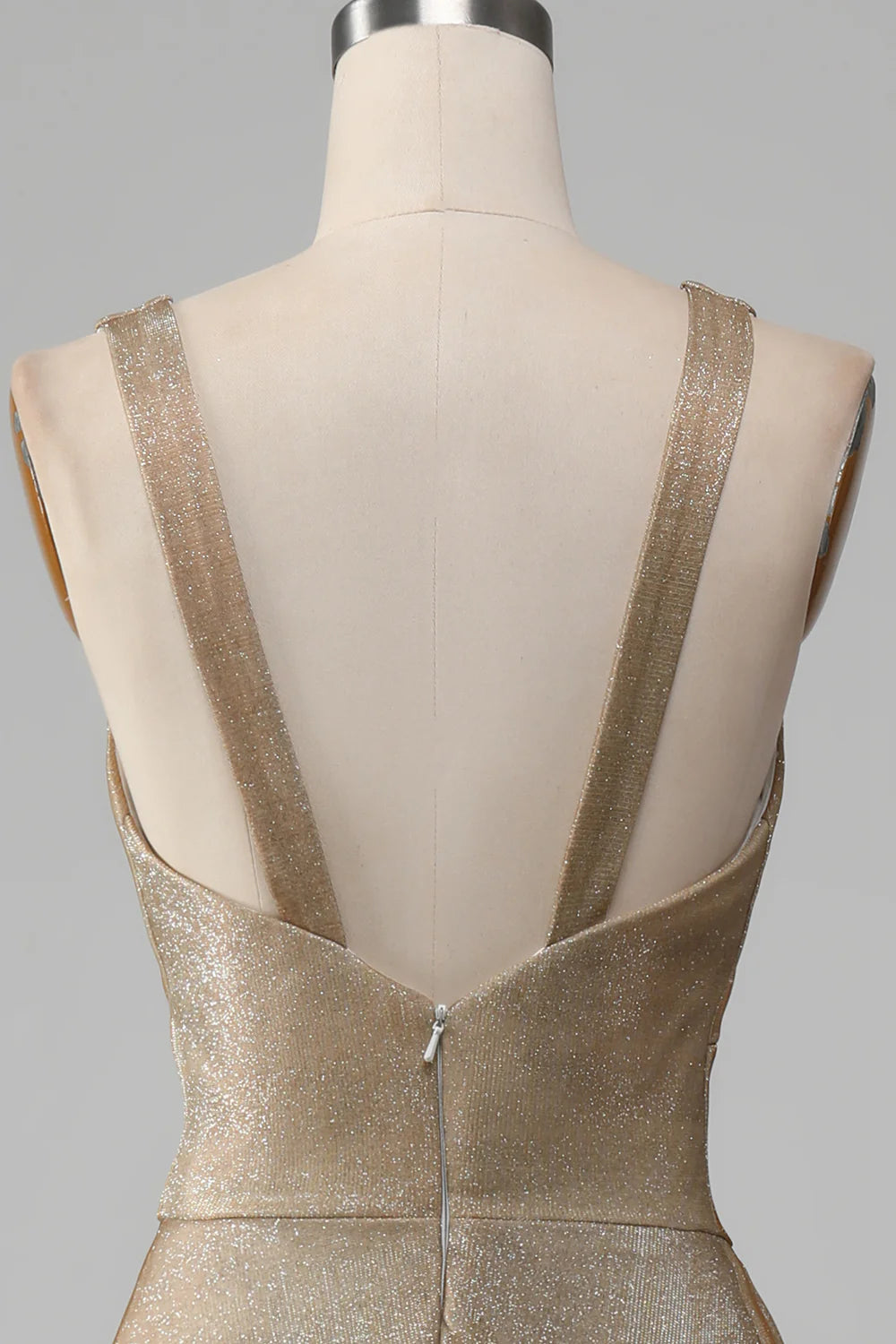 Elegant and Sexy V-neck Gold Split Ball Dress