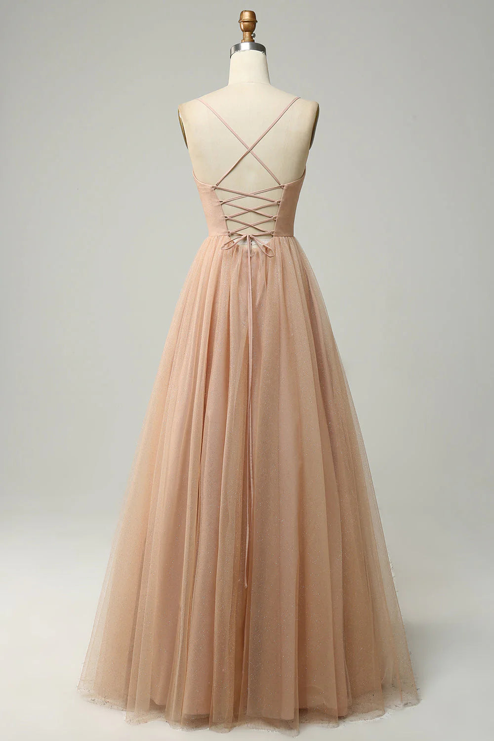 A Line Spaghetti Straps Long Bridesmaid Dress