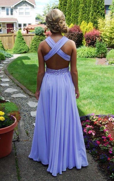 Charming and elegant V-neck chiffon backless A-line dance dress