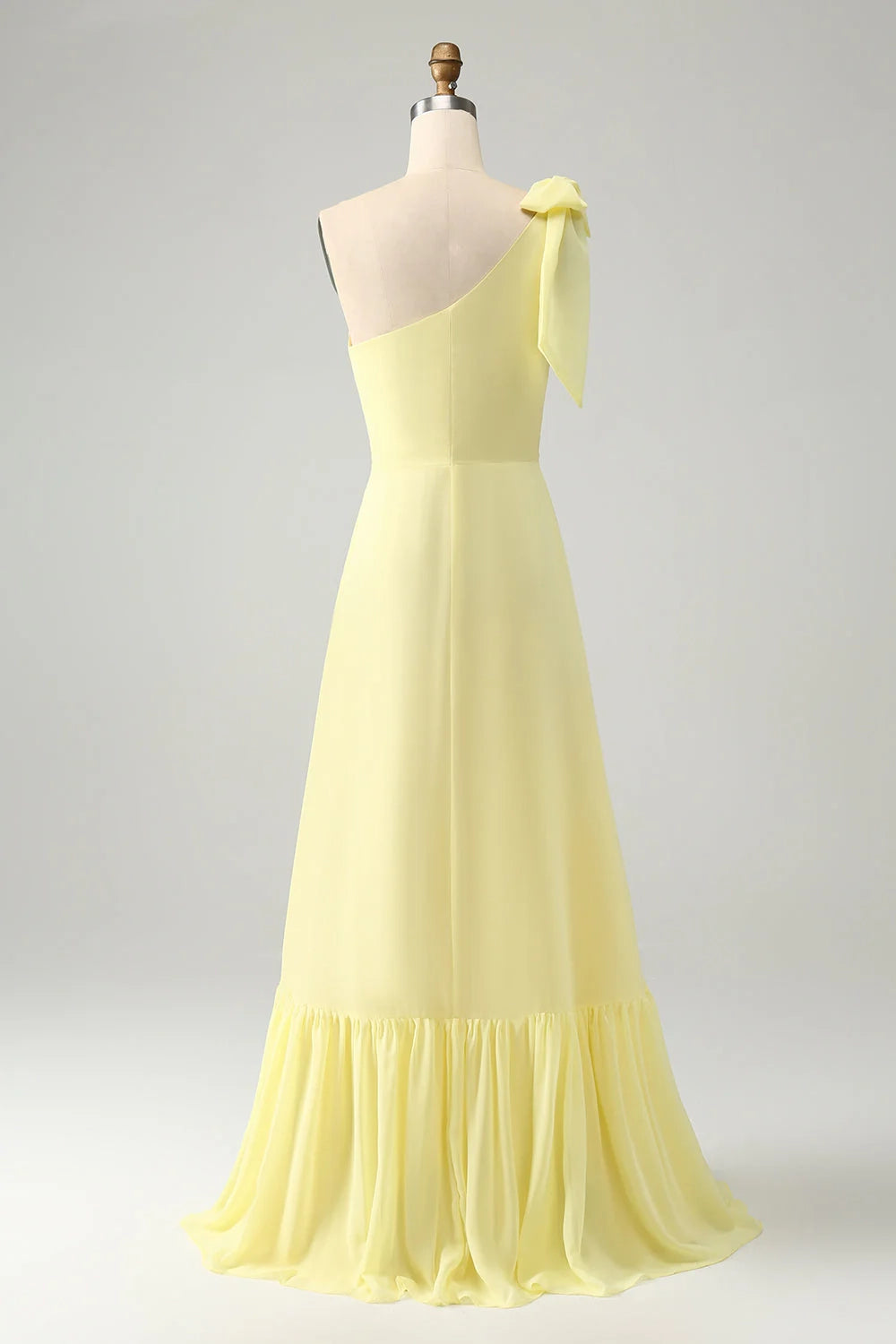 Charming A-line one shoulder pleated long slit bridesmaid dress