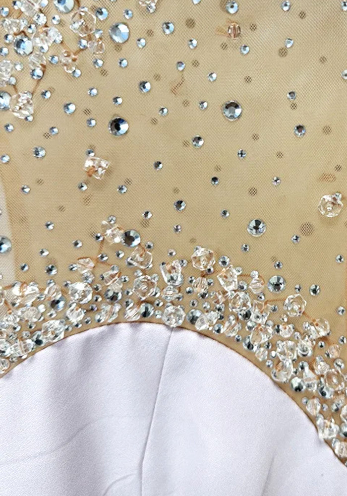Charming Mermaid Silhouette Scoop Neck Beaded Long Sleeve Open Back Long Formal Evening Dress