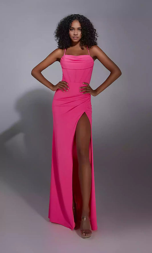 Charming backless long style with a corset front slit design Prom Dresses